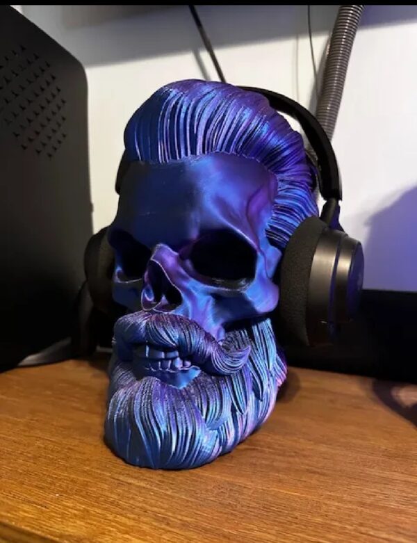 Headphone Stand Gamer Hair - Beard Skull Nº1
