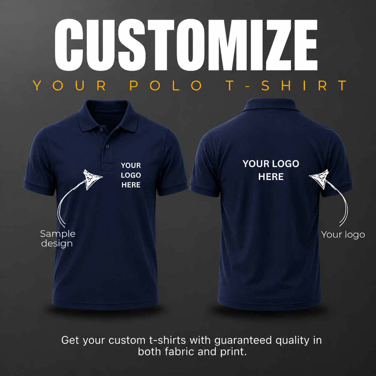 Home custom polo t shirt with your logo | premium dtf printing | 220 gsm cotton matty
