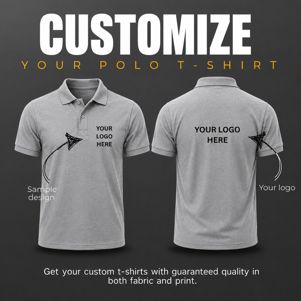 Home custom polo t shirt with your logo | premium dtf printing | 220 gsm cotton matty