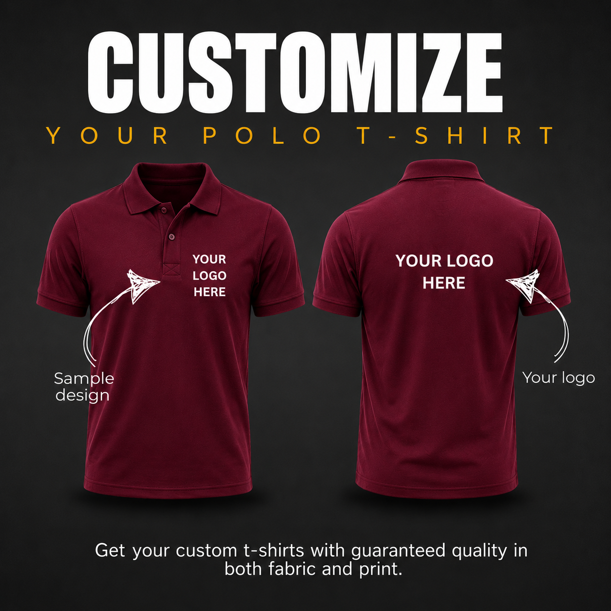 Home custom polo t shirt with your logo | premium dtf printing | 220 gsm cotton matty