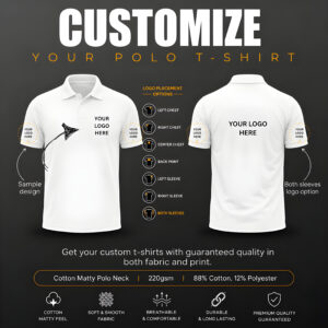 custom polo t shirt with your logo | premium dtf printing | 220 gsm cotton matty