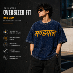 mandyal™ premium acid wash oversized t shirt by 3d house mafia